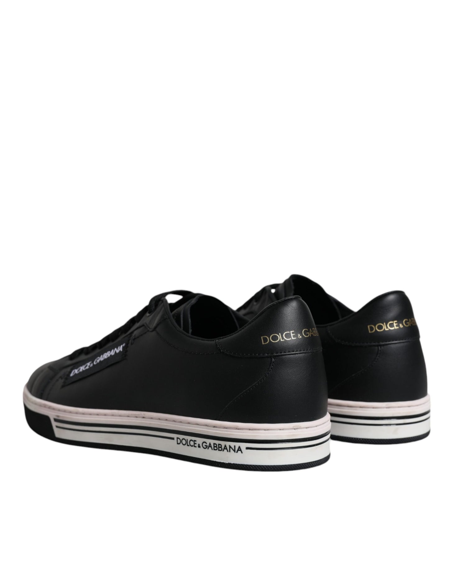 Dolce &amp; Gabbana Herren Sneakers aus schwarzem Leder mit niedrigem Schaft