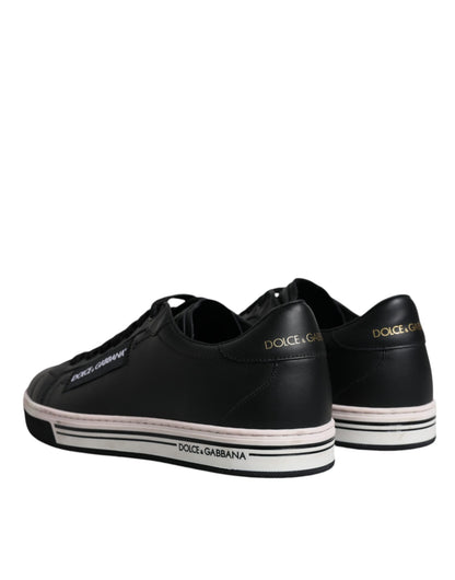 Dolce &amp; Gabbana Herren Sneakers aus schwarzem Leder mit niedrigem Schaft
