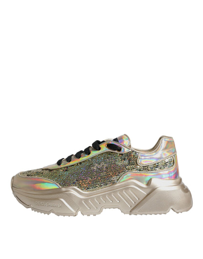 Dolce &amp; Gabbana Daymaster Sneakers mit schillernden Pailletten in Gold