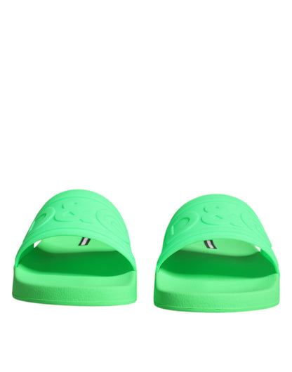 Dolce &amp; Gabbana Grüne Leder-Sandalen, Strandschuhe