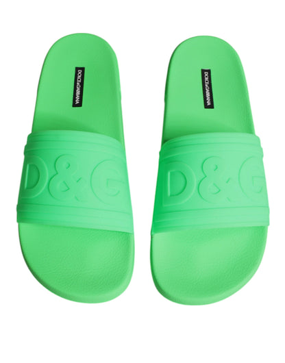 Dolce &amp; Gabbana Grüne Leder-Sandalen, Strandschuhe