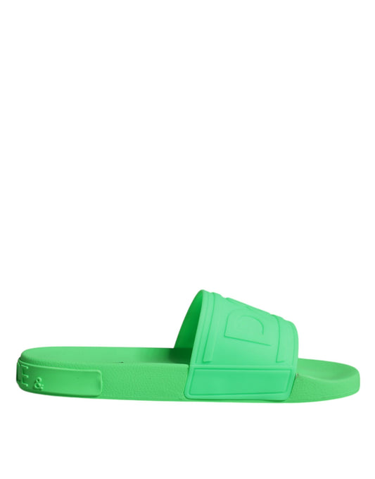 Dolce &amp; Gabbana Grüne Leder-Sandalen, Strandschuhe