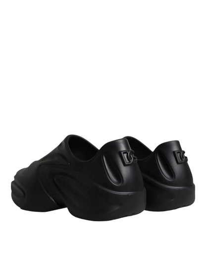 Dolce &amp; Gabbana – Schwarze, folierte Gummi-Toy-Sneaker mit niedrigem Schaft