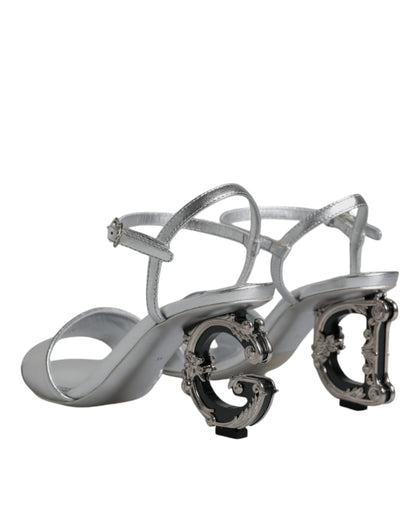 Dolce &amp; Gabbana Silber KEIRA Heels Knöchelriemen Sandalen Schuhe