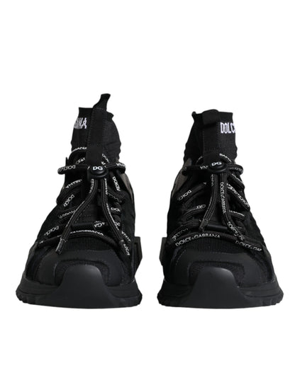 Dolce &amp; Gabbana Schwarze Sorrento Socken Logo Sneakers Schuhe