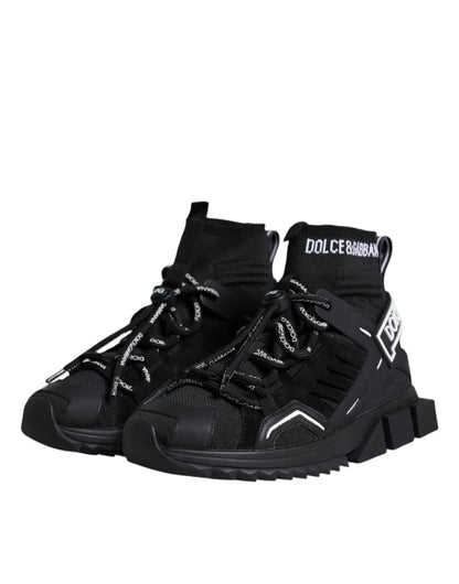 Dolce &amp; Gabbana Schwarze Sorrento Socken Logo Sneakers Schuhe