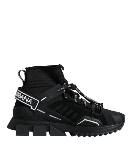 Dolce &amp; Gabbana Schwarze Sorrento Socken Logo Sneakers Schuhe