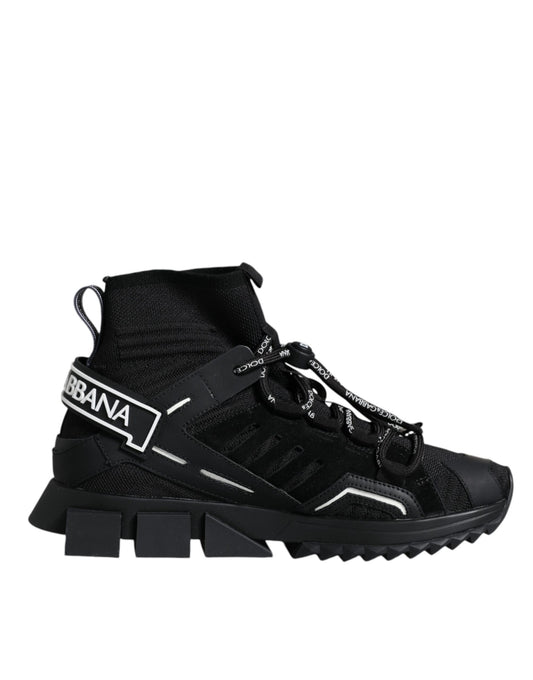 Dolce &amp; Gabbana Schwarze Sorrento Socken Logo Sneakers Schuhe