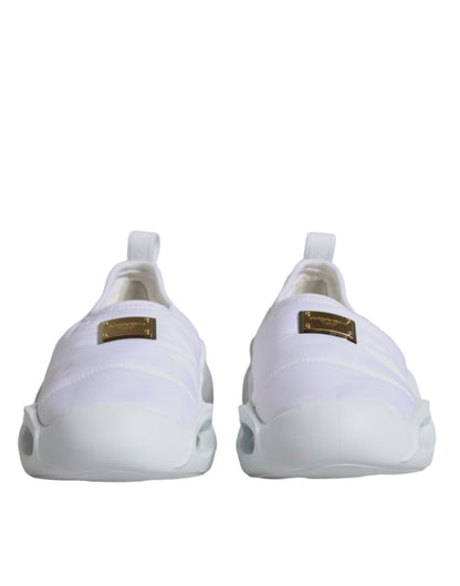 Dolce &amp; Gabbana – Weiße, gepolsterte Low-Top-Sneakers aus Stoff