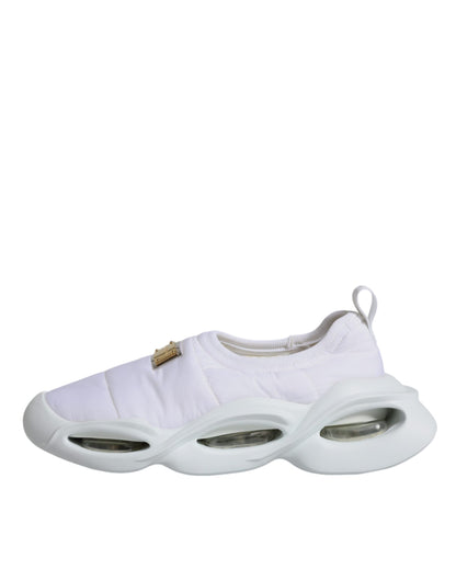 Dolce &amp; Gabbana – Weiße, gepolsterte Low-Top-Sneakers aus Stoff