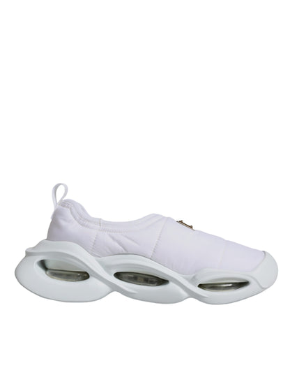 Dolce &amp; Gabbana – Weiße, gepolsterte Low-Top-Sneakers aus Stoff