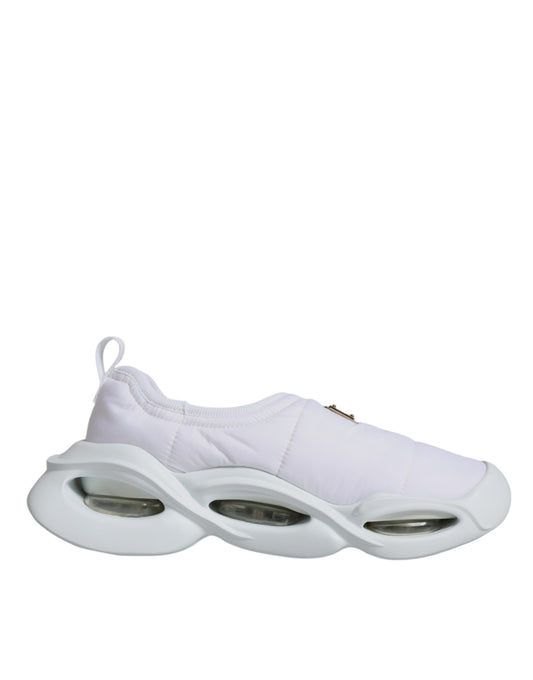 Dolce &amp; Gabbana – Weiße, gepolsterte Low-Top-Sneakers aus Stoff