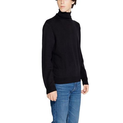 Armani Exchange – Schwarzer Rollkragenpullover aus Baumwolle