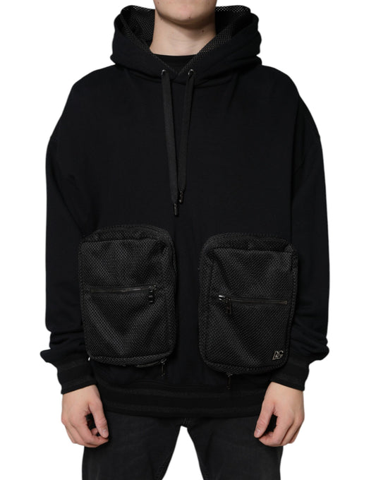 Dolce &amp; Gabbana Black Hooded Pullover Men Sweatshirt Sweater
