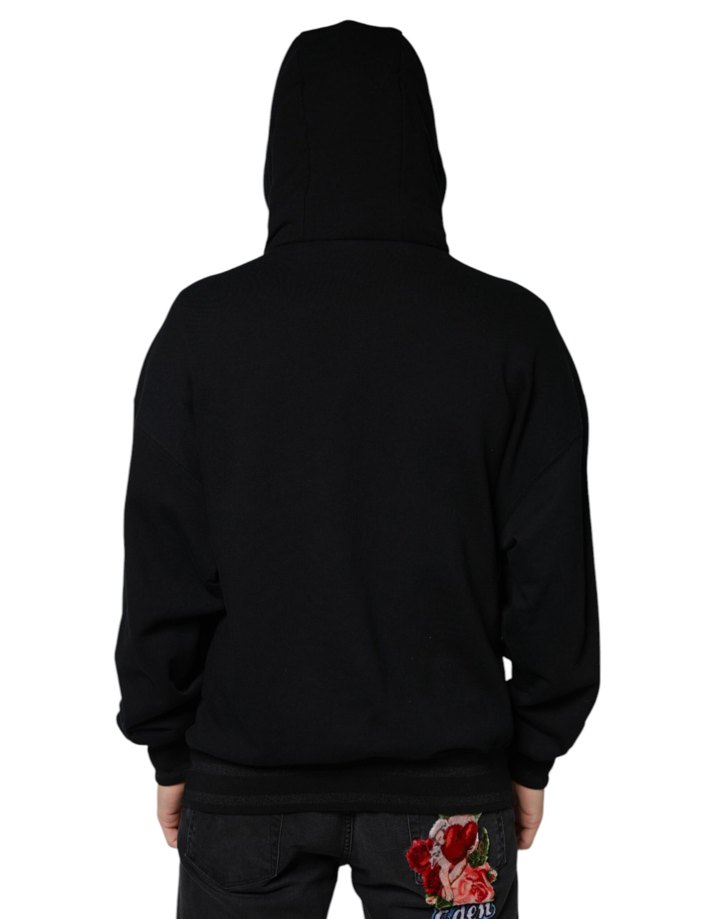 Dolce &amp; Gabbana Black Hooded Pullover Men Sweatshirt Sweater