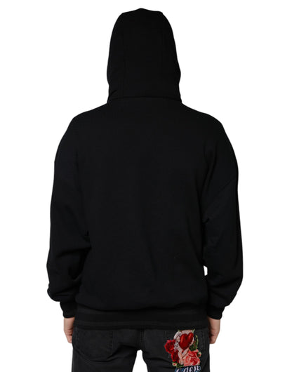 Dolce &amp; Gabbana Black Hooded Pullover Men Sweatshirt Sweater