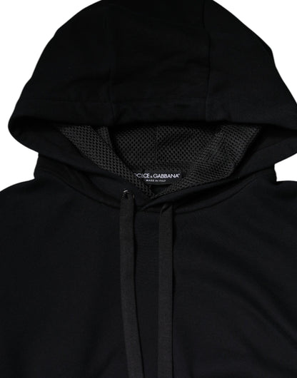 Dolce &amp; Gabbana Black Hooded Pullover Men Sweatshirt Sweater