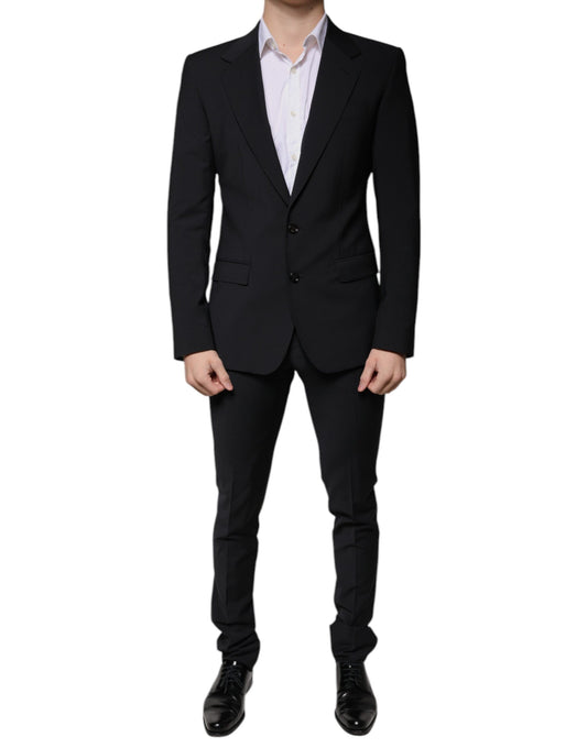 Dolce &amp; Gabbana Black Wool 3 Piece Slim Fit Formal Men Suit