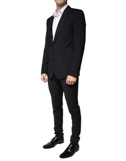 Dolce &amp; Gabbana Black Wool 3 Piece Slim Fit Formal Men Suit