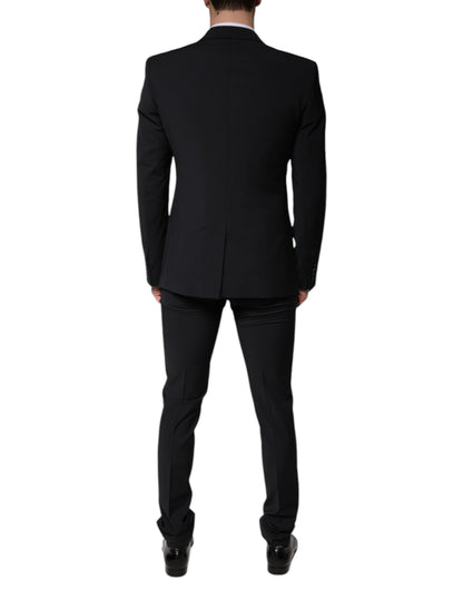Dolce &amp; Gabbana Black Wool 3 Piece Slim Fit Formal Men Suit