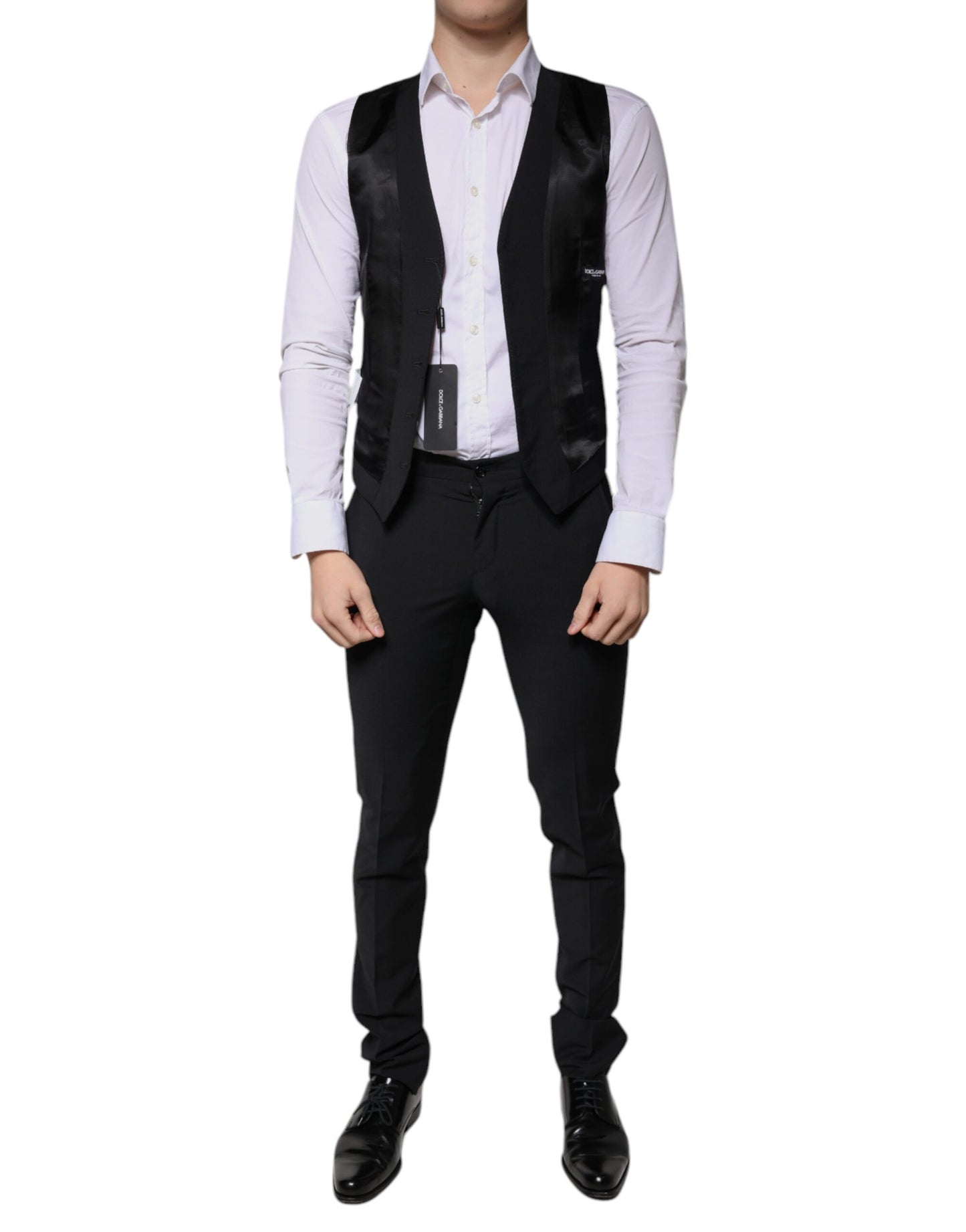 Dolce &amp; Gabbana Black Wool 3 Piece Slim Fit Formal Men Suit