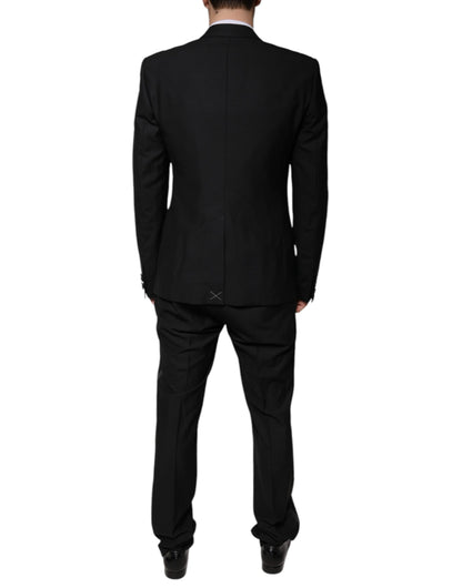 Dolce &amp; Gabbana Black Wool 3 Piece Slim Fit Formal Suit