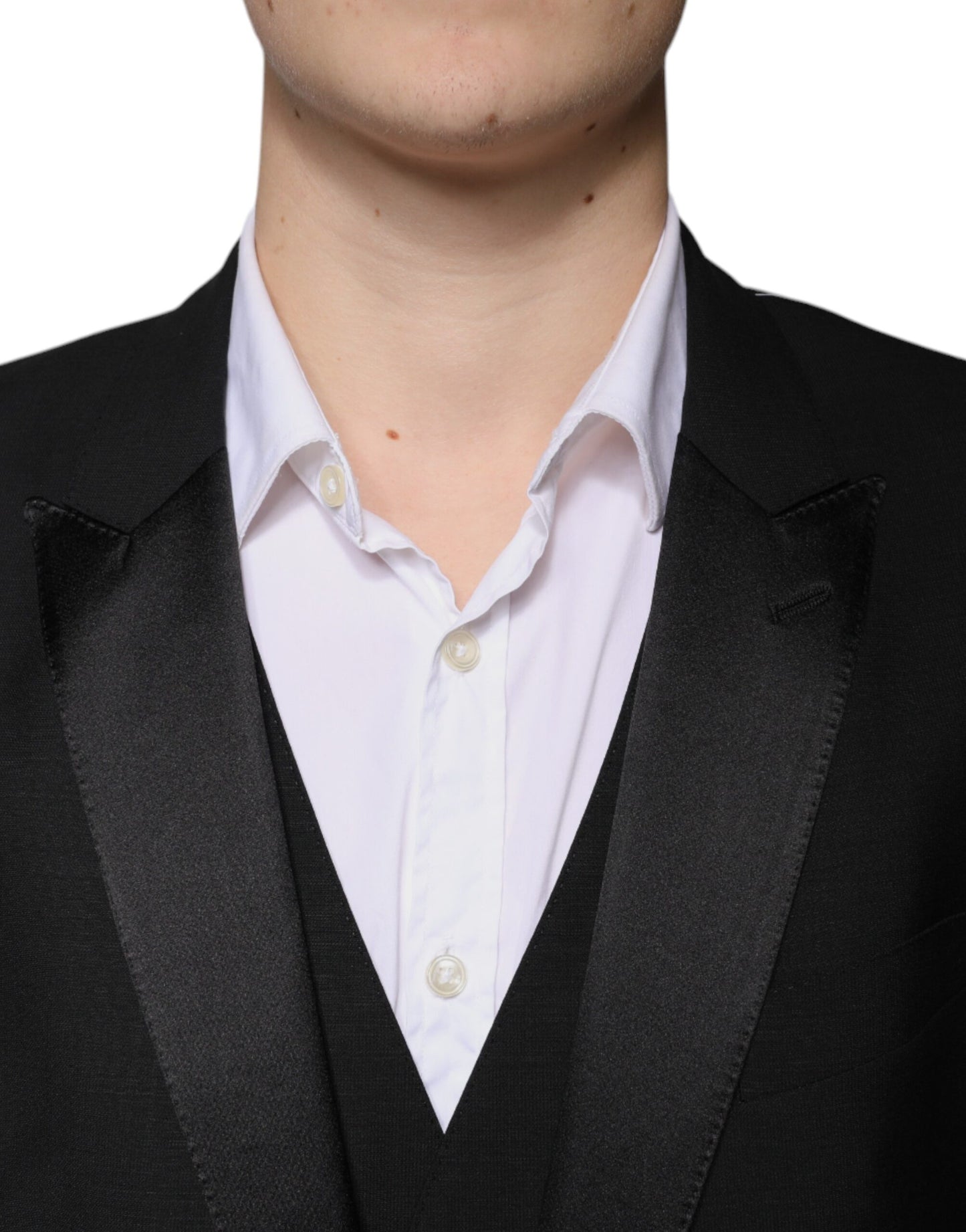 Dolce &amp; Gabbana Black Wool 3 Piece Slim Fit Formal Suit