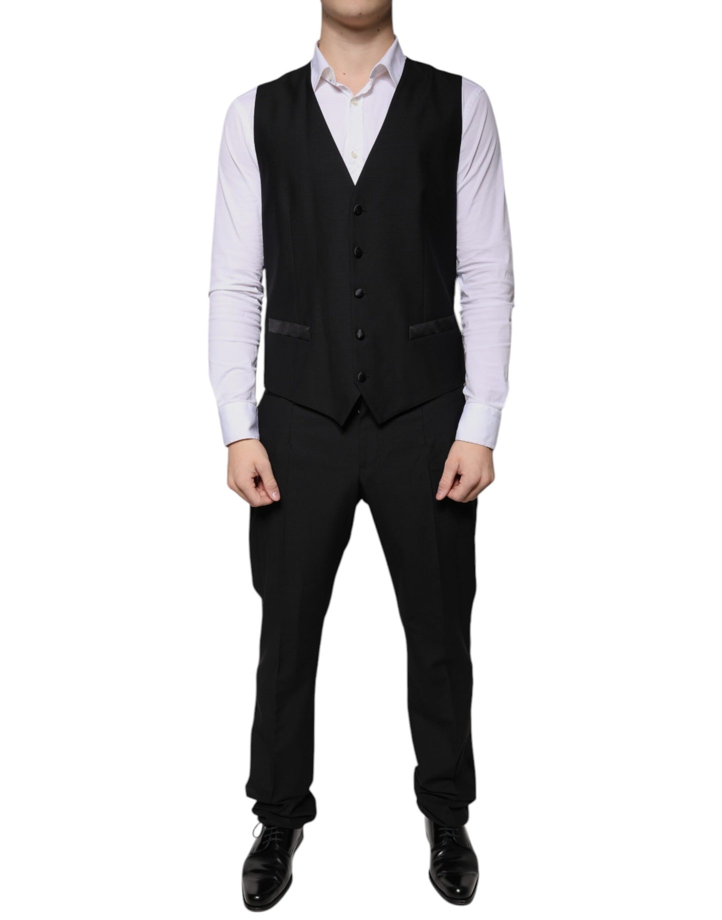 Dolce &amp; Gabbana Black Wool 3 Piece Slim Fit Formal Suit