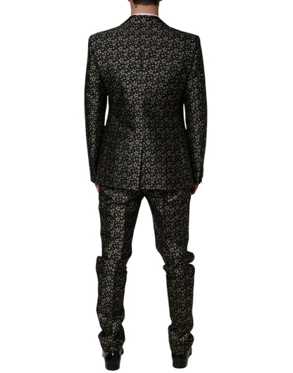 Dolce &amp; Gabbana Black Stars Jacquard SICILIA 2 Piece Suit