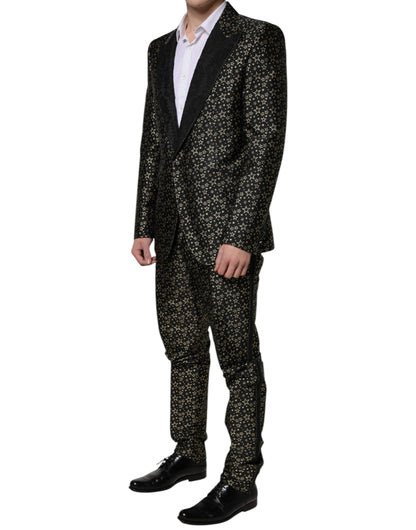 Dolce &amp; Gabbana Black Stars Jacquard SICILIA 2 Piece Suit