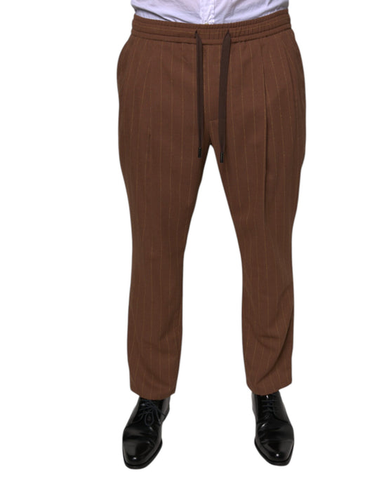 Dolce &amp; Gabbana Brown Stripes Skinny Men Dress Pants