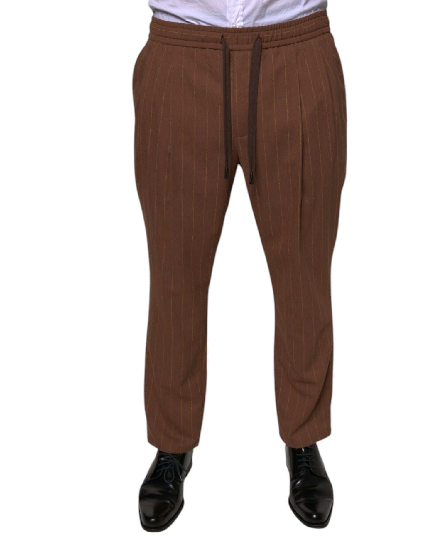 Dolce &amp; Gabbana Brown Stripes Skinny Men Dress Pants