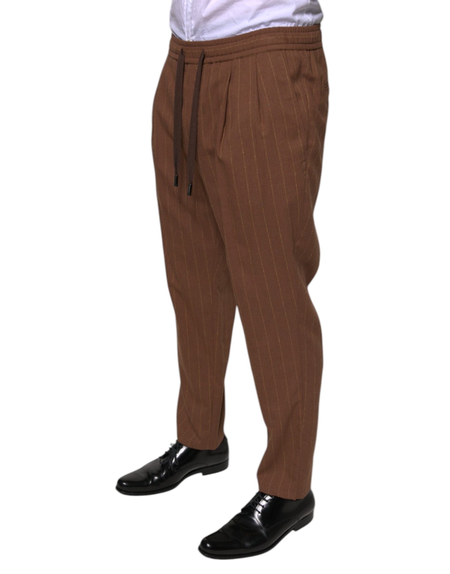 Dolce &amp; Gabbana Brown Stripes Skinny Men Dress Pants