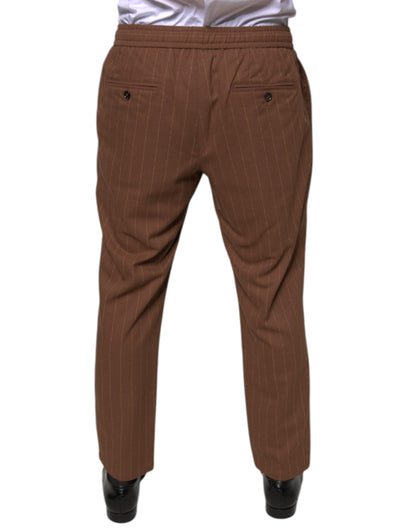 Dolce &amp; Gabbana Brown Stripes Skinny Men Dress Pants
