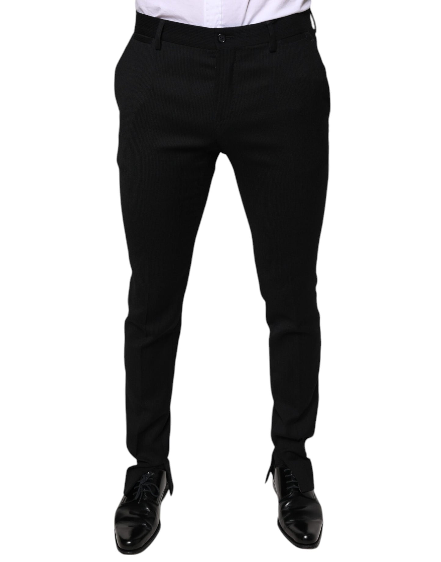 Dolce &amp; Gabbana Black Wool Skinny Formal Dress Pants