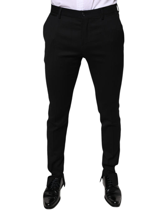 Dolce &amp; Gabbana Black Wool Skinny Formal Dress Pants