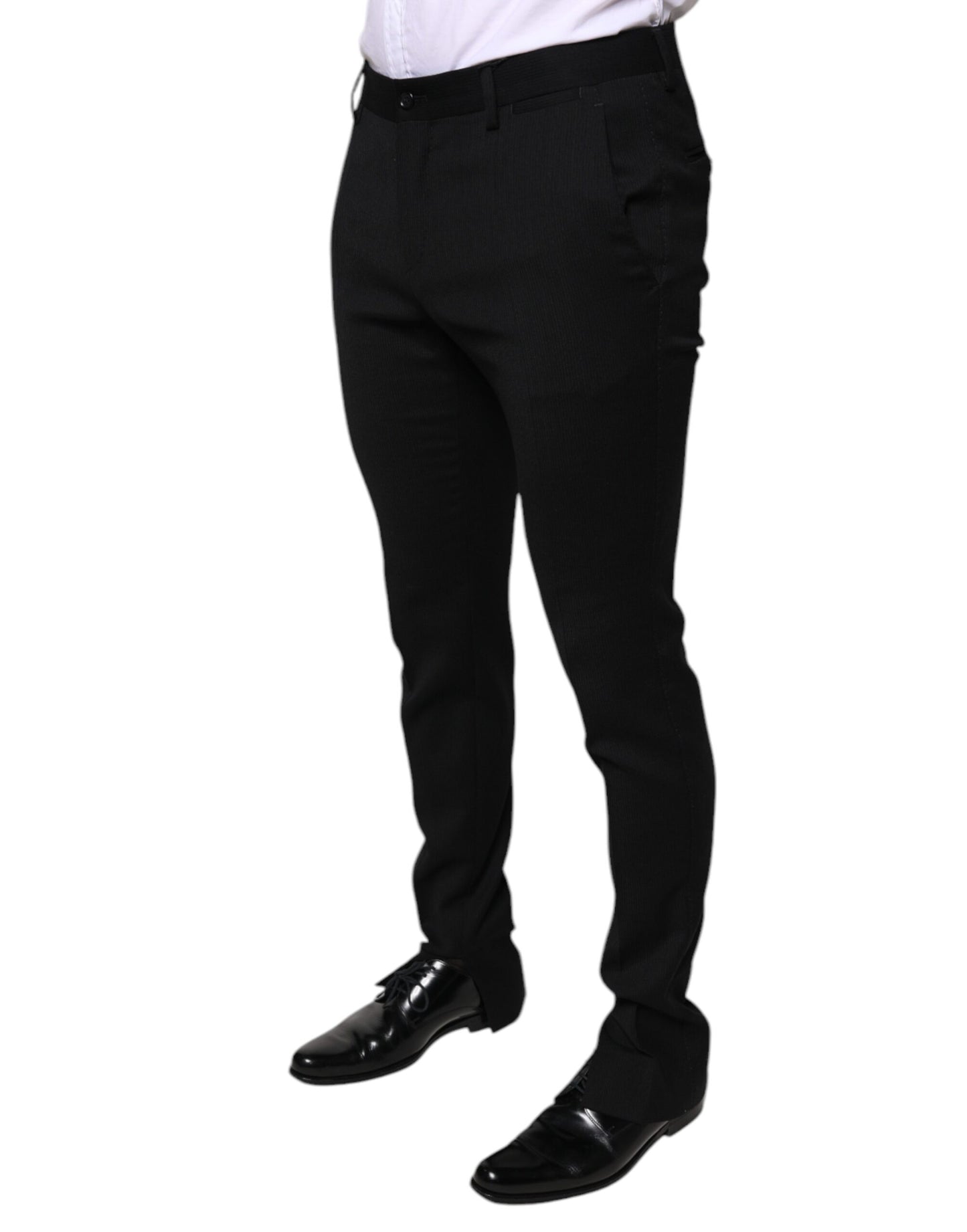 Dolce &amp; Gabbana Black Wool Skinny Formal Dress Pants