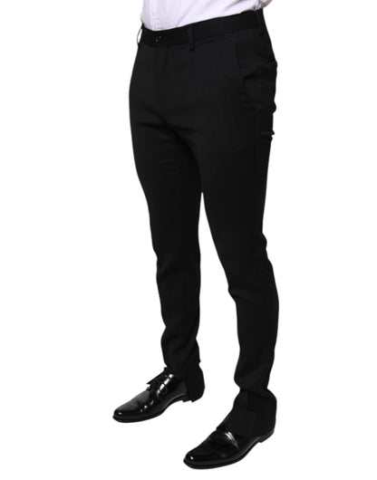 Dolce &amp; Gabbana Black Wool Skinny Formal Dress Pants