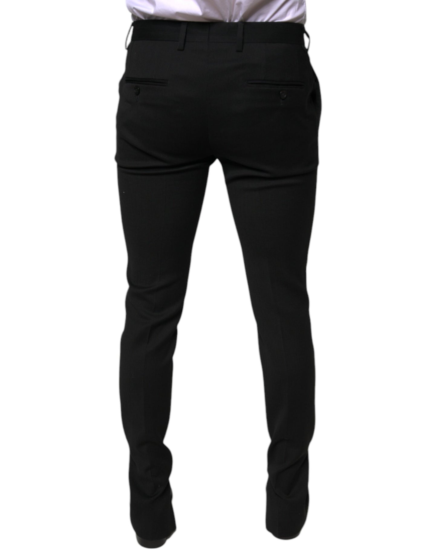 Dolce &amp; Gabbana Black Wool Skinny Formal Dress Pants