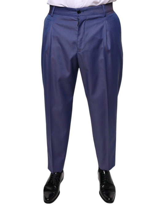 Dolce &amp; Gabbana Blue Wool Tapered Formal Dress Pants