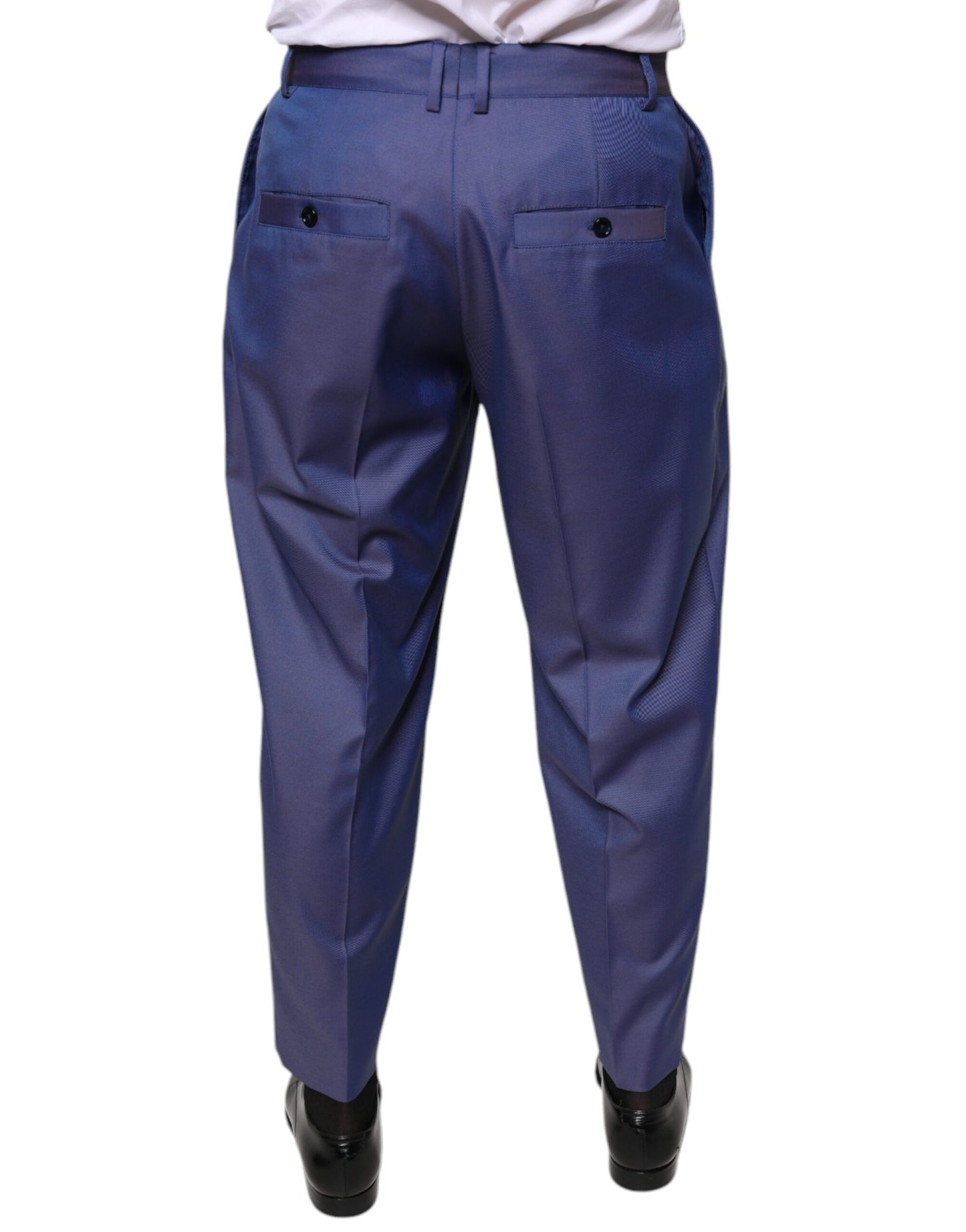 Dolce &amp; Gabbana Blue Wool Tapered Formal Dress Pants
