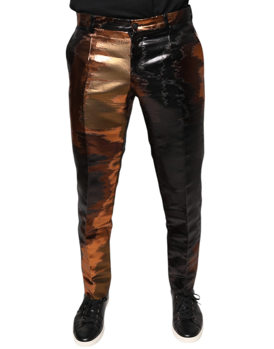 Dolce &amp; Gabbana Multicolor Jacquard Skinny Men Pants