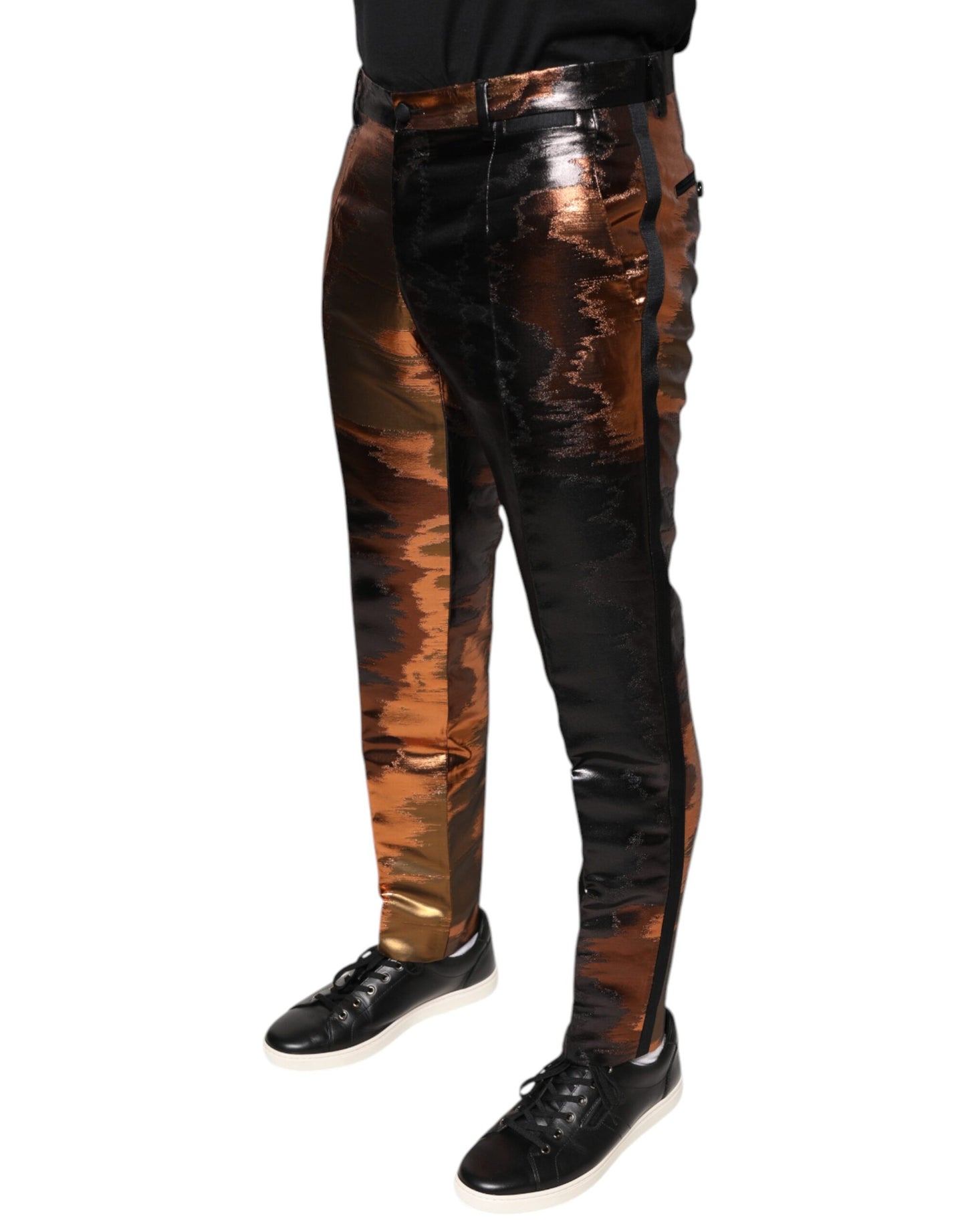 Dolce &amp; Gabbana Multicolor Jacquard Skinny Men Pants