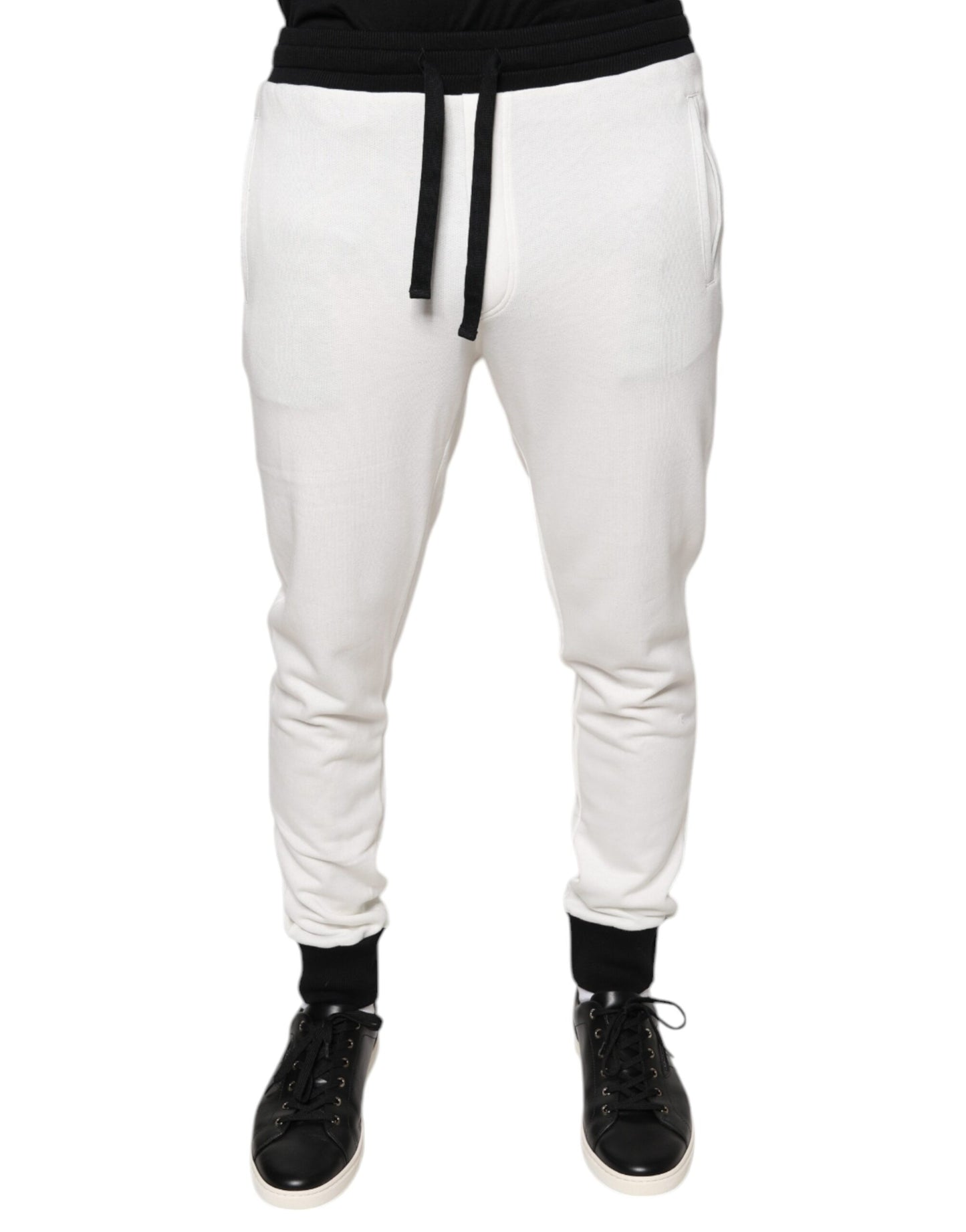 Dolce &amp; Gabbana White Cotton Slim Men Jogger Sweatpants Pants