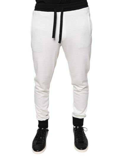 Dolce &amp; Gabbana White Cotton Slim Men Jogger Sweatpants Pants
