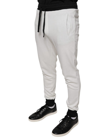 Dolce &amp; Gabbana White Cotton Slim Men Jogger Sweatpants Pants