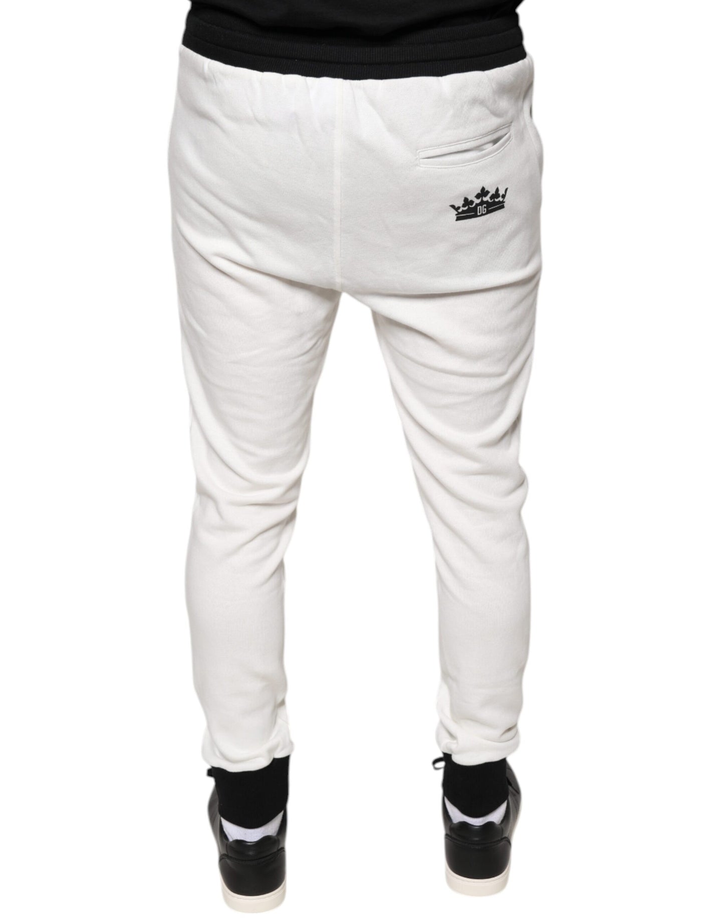 Dolce &amp; Gabbana White Cotton Slim Men Jogger Sweatpants Pants
