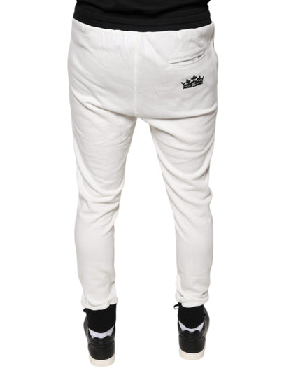 Dolce &amp; Gabbana White Cotton Slim Men Jogger Sweatpants Pants