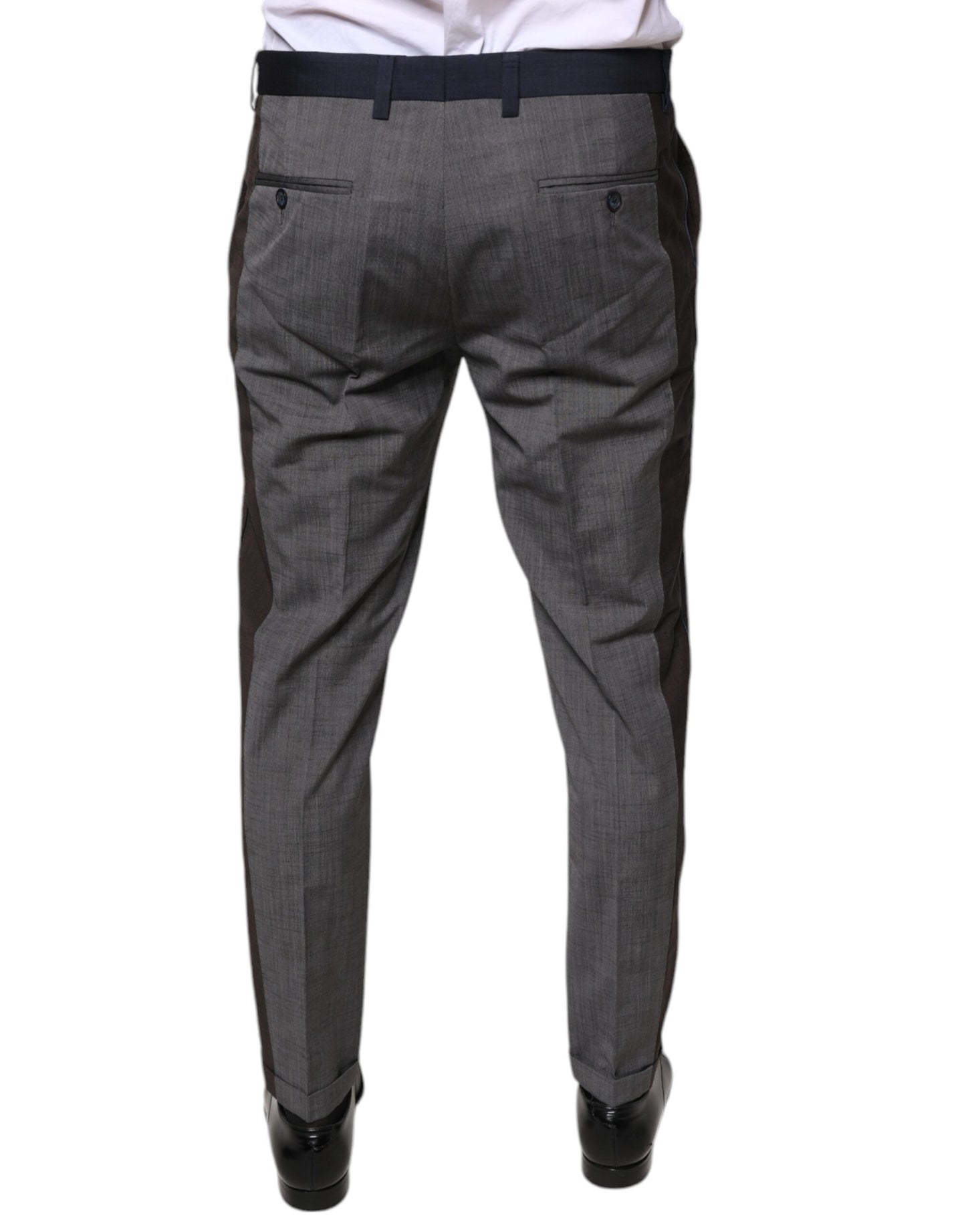 Dolce &amp; Gabbana Black Cotton Wool Formal Dress Pants