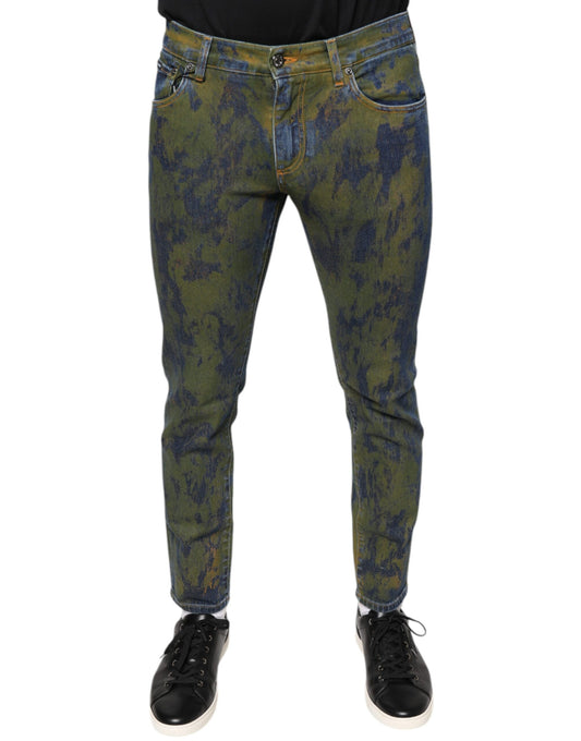 Dolce &amp; Gabbana Blue Cotton Dye Slim Fit Men Denim Jeans